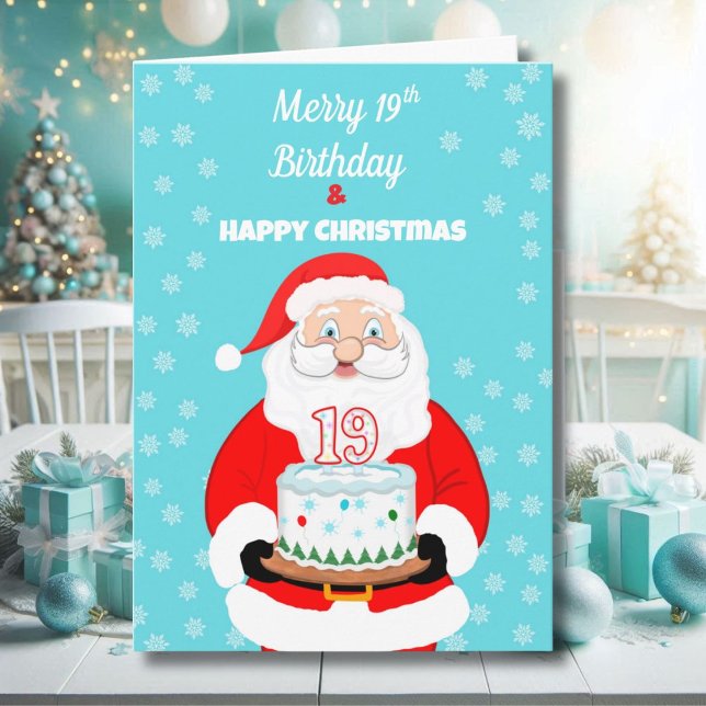 Carte Joyeux Joyeux 19e anniversaire Noël Père Noël (Créateur téléchargé)