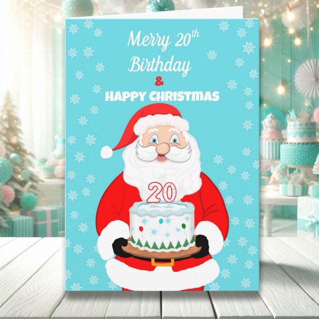 Carte Joyeux Joyeux 20e anniversaire Noël Père Noël (Créateur téléchargé)
