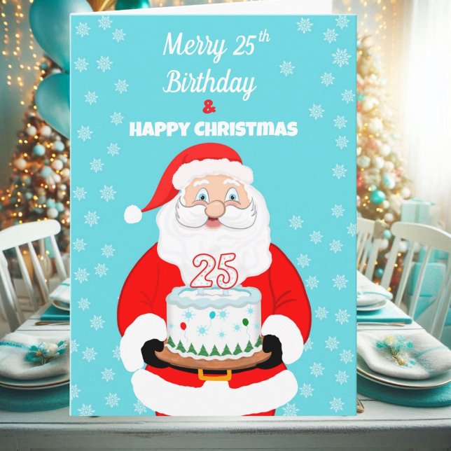Carte Joyeux Joyeux 25e anniversaire Noël Père Noël (Créateur téléchargé)