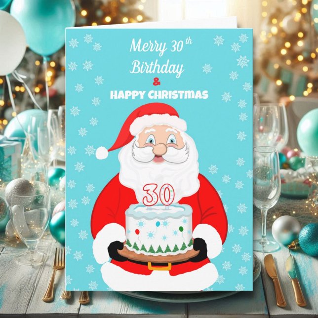 Carte Joyeux Joyeux 30e anniversaire Noël Père Noël (Créateur téléchargé)