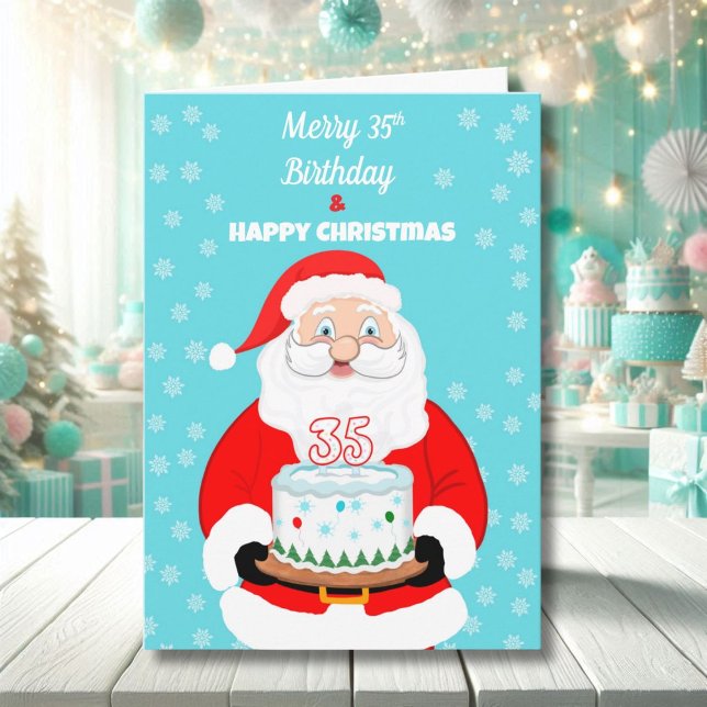 Carte Joyeux Joyeux 35e anniversaire Noël Père Noël (Créateur téléchargé)
