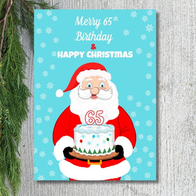Carte Joyeux Joyeux 65e anniversaire Noël Père Noël (Créateur téléchargé)