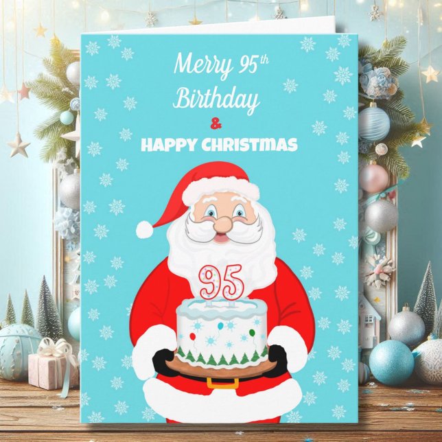 Carte Joyeux Joyeux 95e anniversaire Noël Père Noël (Créateur téléchargé)