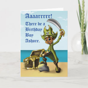 Carte Joyeux Joyeux Jour du Pirate Garçon Africain Améri