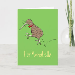 Carte Joyeux kiwi de saut avec dessin de cravate arc