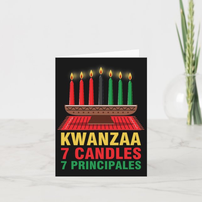 Carte Joyeux Kwanzaa Kinara Sept Principes Bougies Pan (Devant)