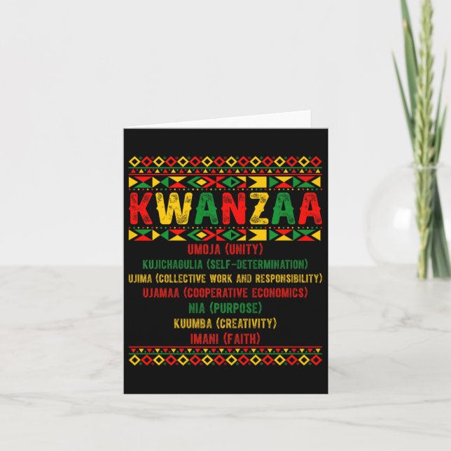 Carte Joyeux Kwanzaa Pyjama Kinara Principes Bougies Pan (Devant)