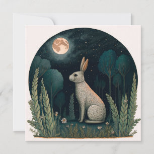 Carte Joyeux lapin au clair de lune