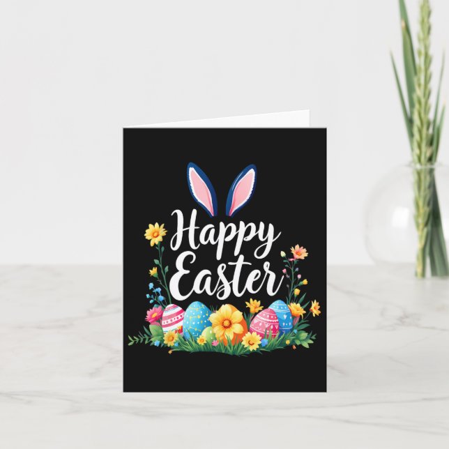 Carte Joyeux Lapin De Pâques Et Chasse Aux Oeufs Mignonn (Devant)