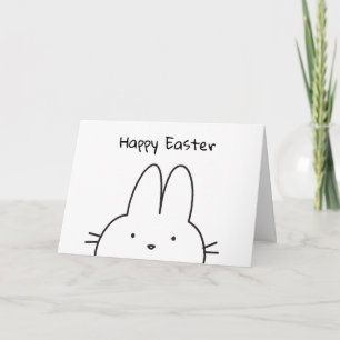 Carte Joyeux lapin de Pâques mignonne Simple Noir et Bla