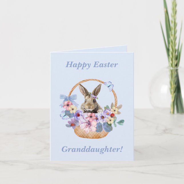 Carte Joyeux lapin-petite-fille de Pâques dans le panier (Devant)