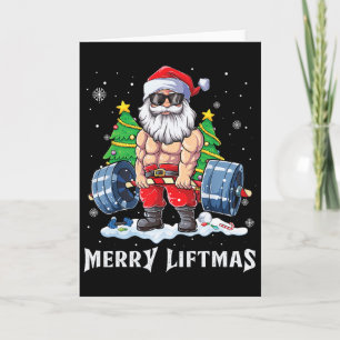 Carte Joyeux Liftmas Drôle Père Noël Gym Fitness Poids