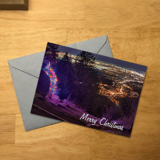 Carte Joyeux Manitou de Noël Incline Arbre éclairé