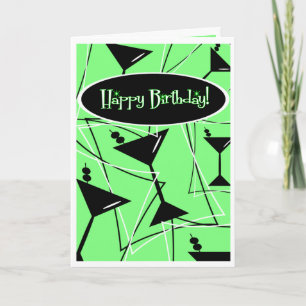 Carte Joyeux Martini Anniversaire En Vert