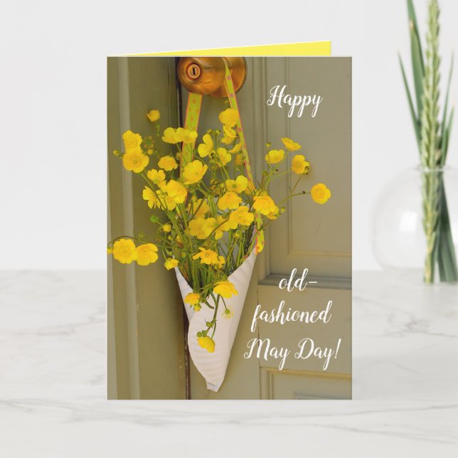 Carte Joyeux May Day, Fleurs Jaunes (Devant)