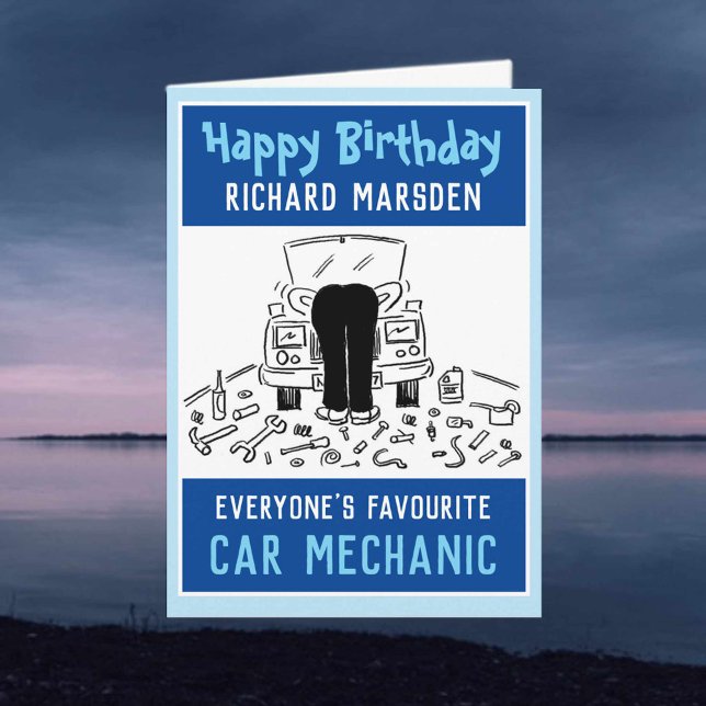 Carte Joyeux Mécanique de voiture d'anniversaire (Créateur téléchargé)