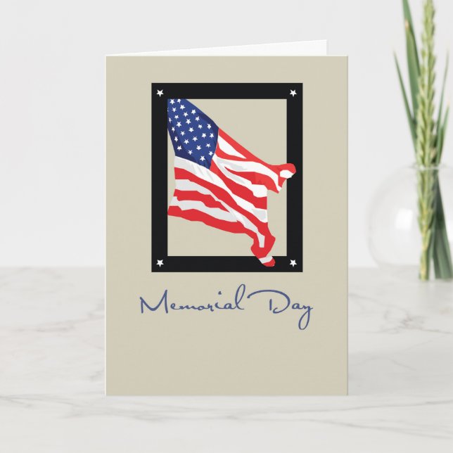Carte Joyeux Memorial Day, drapeau américain, Tan (Devant)