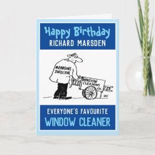Carte Joyeux Nettoyeur de fenêtre d'anniversaire