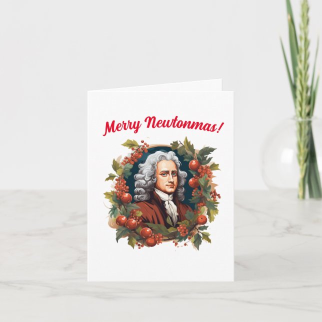 Carte Joyeux Newtonmas ! Noël laïc athée (Devant)