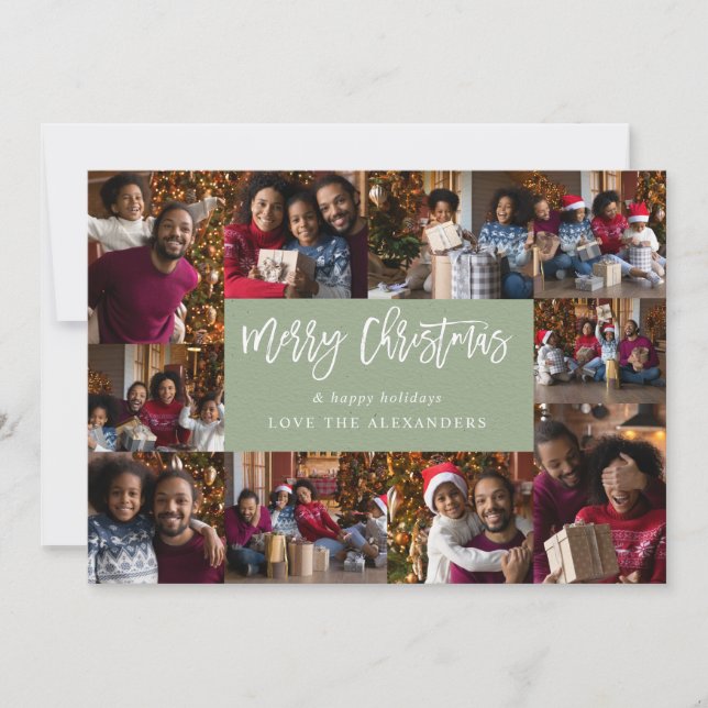 Carte Joyeux Noël 10 Multi Photo - Green P (Devant)