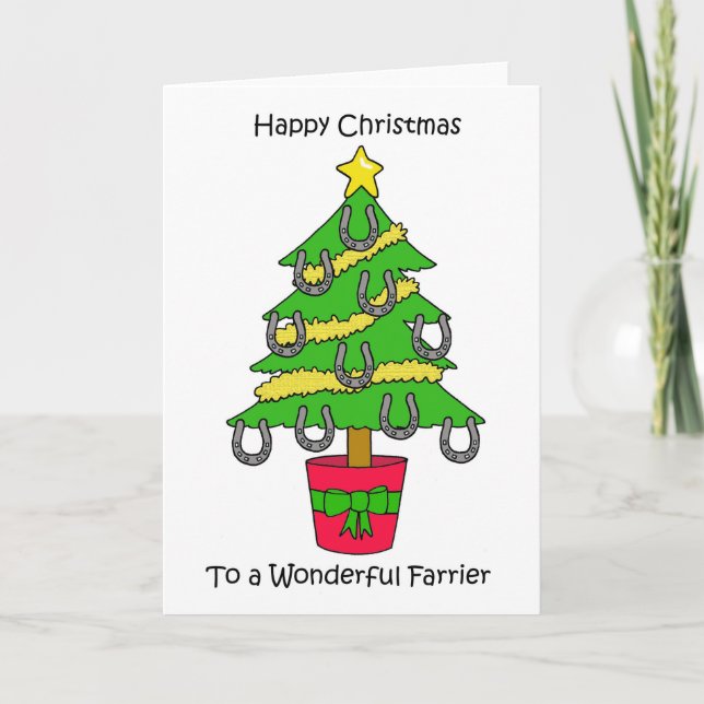 Carte Joyeux Noël à Farrier, Caricature Tree. (Devant)