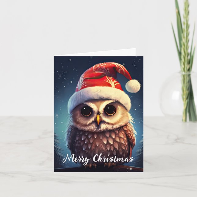 Carte Joyeux Noël à la chouette (Devant)
