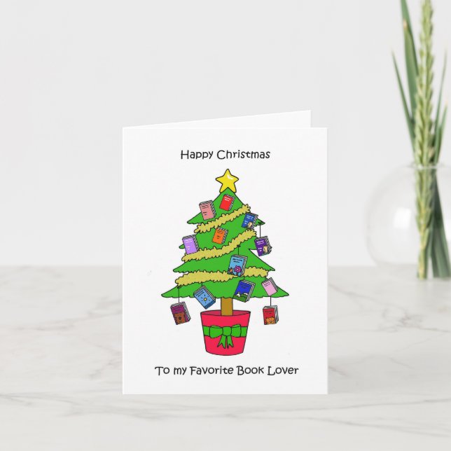 Carte Joyeux Noël à l'amour du livre (Devant)