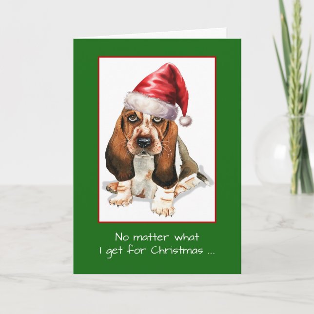 Carte Joyeux Noël à l'amour un avec Basset Hound Dog (Devant)