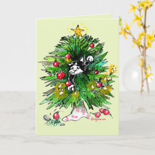 Carte Joyeux Noël à l'herbe à chat !
