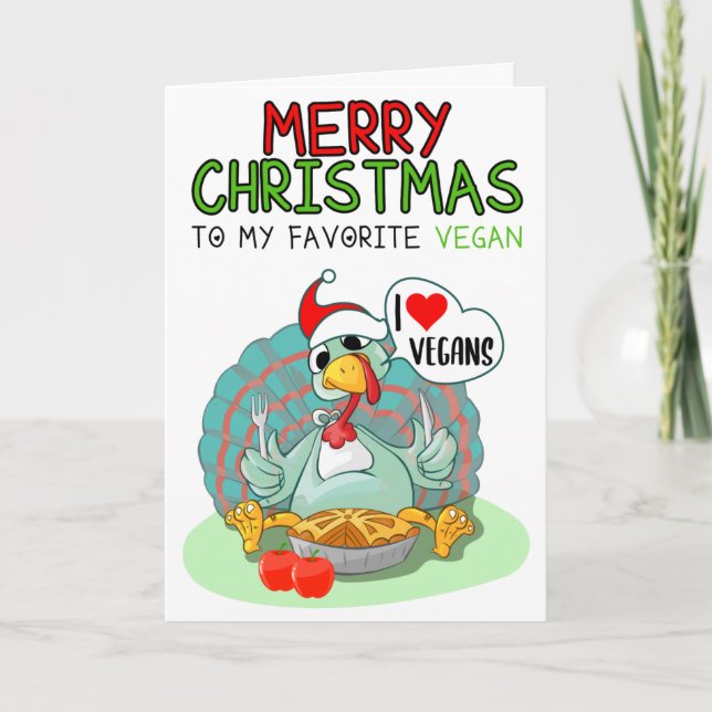Carte Joyeux Noël à mon Vegan favori (Devant)