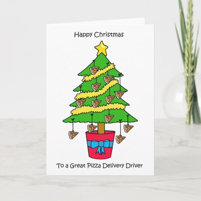 Carte Joyeux Noël à Pizza Conducteur de livraison (Devant)