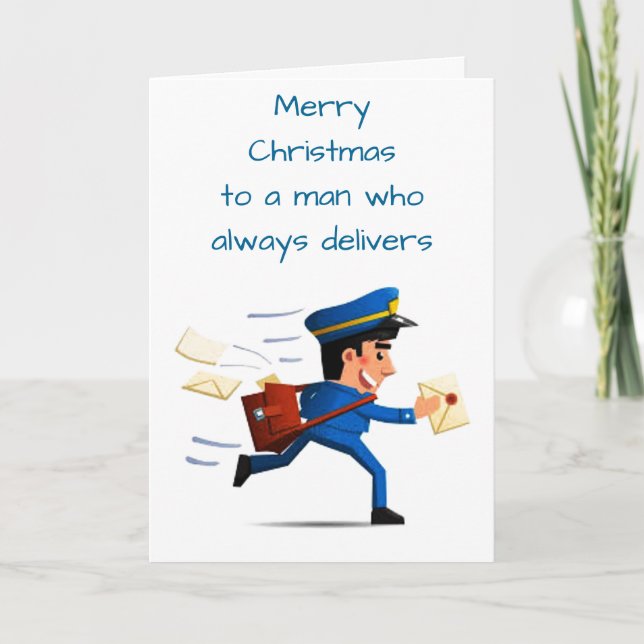 CARTE *JOYEUX NOËL* À UN HOMME QUI TOUJOURS LIVRE  (Devant)