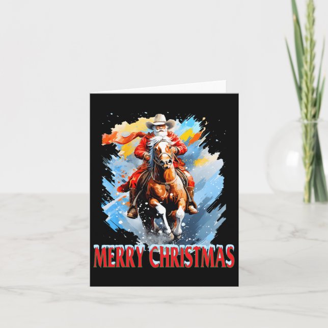 Carte Joyeux Noël à Western Père Noël (Devant)