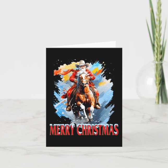 Carte Joyeux Noël à Western Père Noël (Devant)