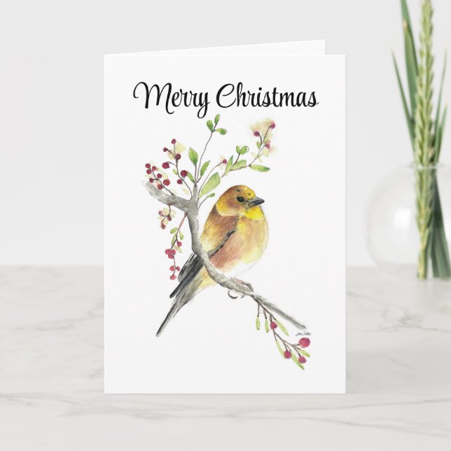 Carte Joyeux Noël American Goldfinch (Devant)