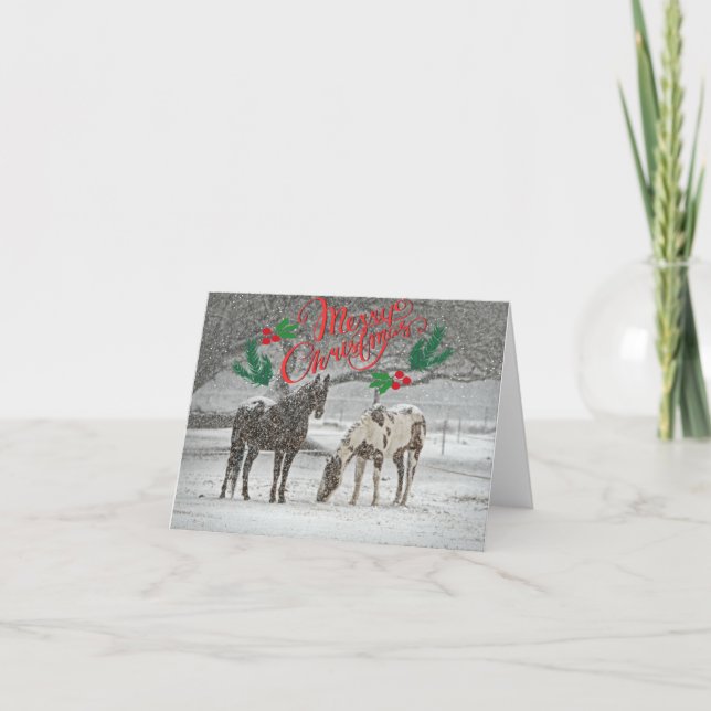 Carte Joyeux Noël Amoureux des Chevaux (Devant)