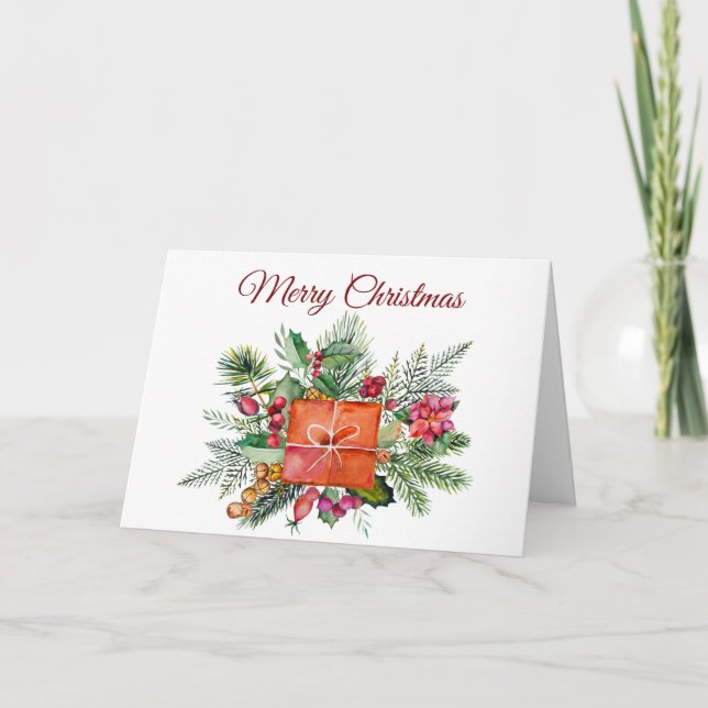 Carte Joyeux Noël aquarelle Collage de vacances (Devant)