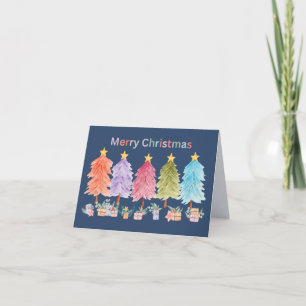 Carte Joyeux Noël Arbres de Noël et Cadeaux
