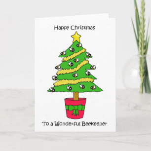 Carte Joyeux Noël aux abeilles apicultrices