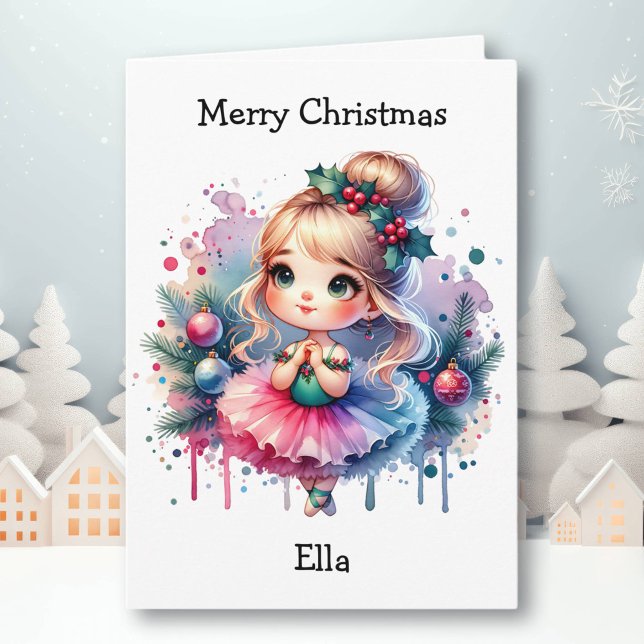 Carte Joyeux Noël Ballerina Coloring Page Girl's (Créateur téléchargé)