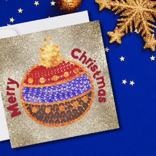 Carte Joyeux Noël - Bauble brillant avec des paillettes