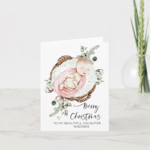 Carte Joyeux Noël Bébé Fille Fille Fille de Maman Papa
