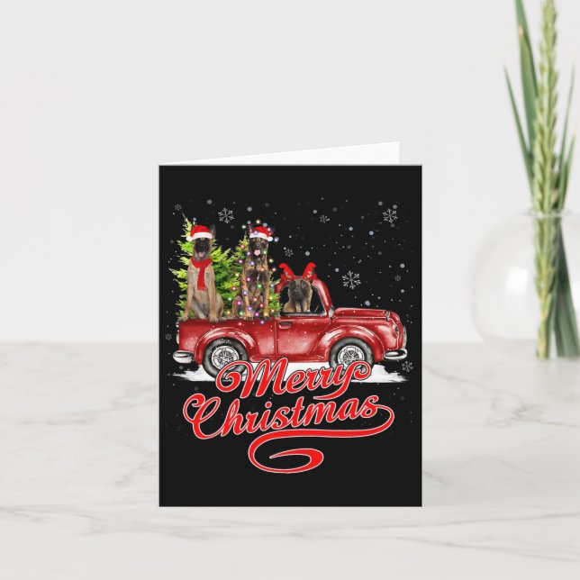 Carte Joyeux Noël Belge Malinois Père Noël Reindeer Re (Devant)
