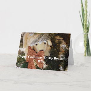 Carte Joyeux Noël belle femme jouet souple chiot
