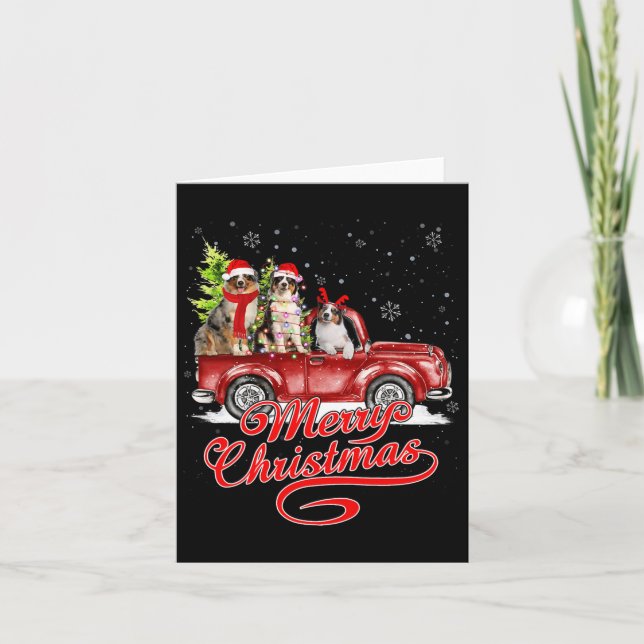 Carte Joyeux Noël Berger australien Père Noël Reindeer (Devant)