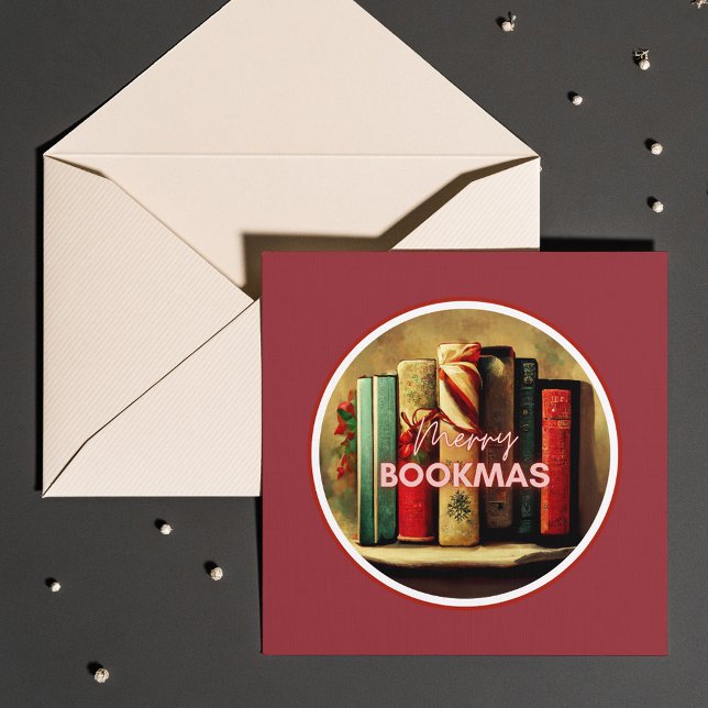 Carte Joyeux Noël, Bibliothèque de l'école de Noël (Merry Bookmas, Christmas Card)