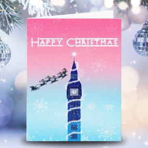 Carte Joyeux Noël Big Ben avec Père Noël