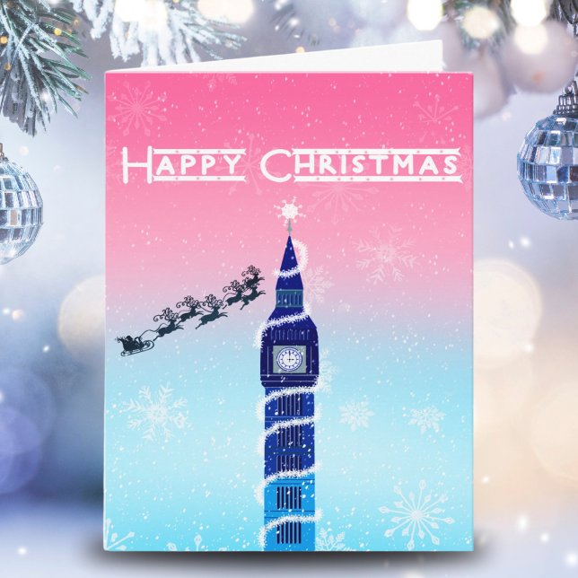 Carte Joyeux Noël Big Ben avec Père Noël (Créateur téléchargé)
