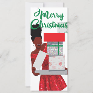 Carte Joyeux Noël Black African American Woman Card