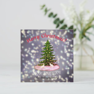 Carte Joyeux Noël blanc lapines épinette